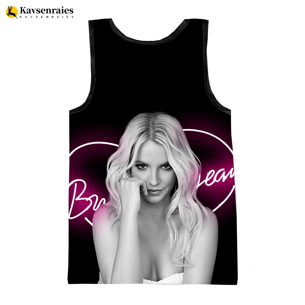 Britney Spears 3D Printed Tank Tops Men Summer Vest Women Fashion Casual CoolSleeveless Shirts Hip Hop Oversized Men's Clothing