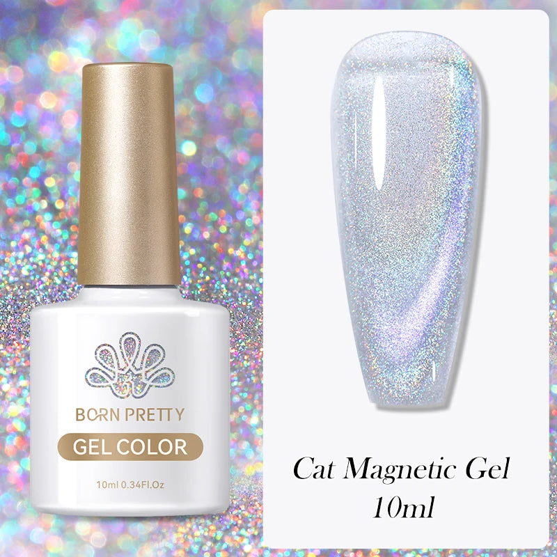 BORN PRETTY Pink Red Cat Magnetic Gel Nail Polish 10ml Jelly Amber Gorgeous Color Soak Off UV LED Semi Permanent Gel Nail Art