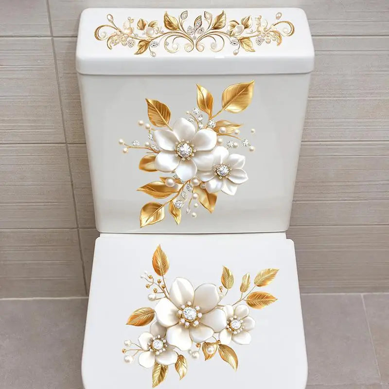 Creative Golden Floral Aesthetic Home Decoration Wallpaper Living Room Modern Art Mural Bedroom Toilet Decal Bathroom Wall Decor