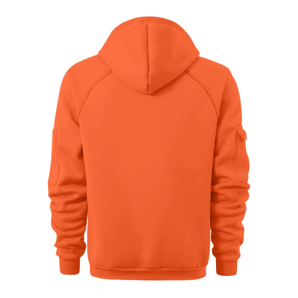 New Solid Color Casual Loose Large Size Men's Clothing Autumn and Winter Hooded Zipper Cardigan Sweater Cotton Blend