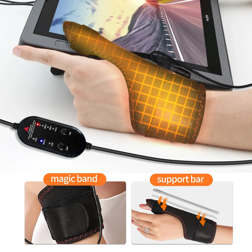New Electric Finger Massager 3 Gears Heat Vibration Kneading Arthritis Carpal Tunnel Relief USB-Powered Portable Rapid fever