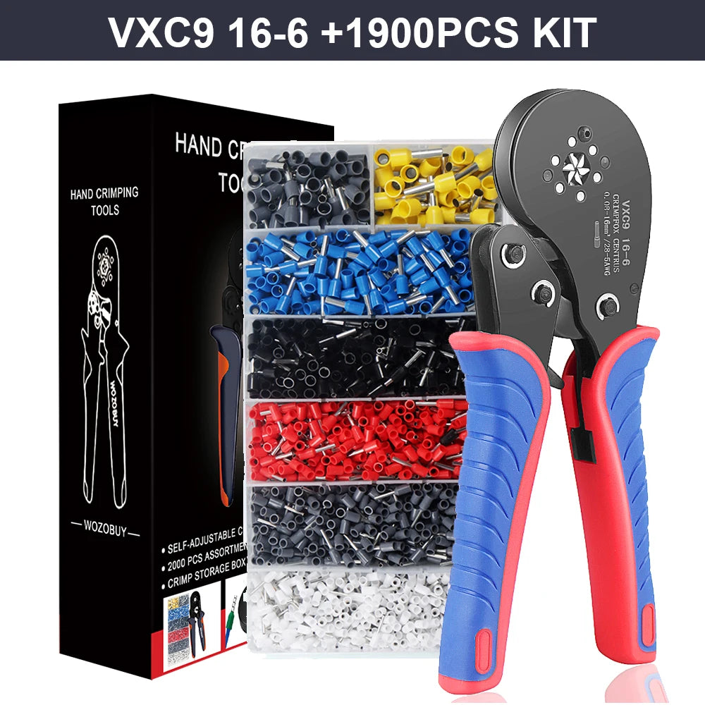 Tubular Terminal Crimper Kit 0.08-16mm² /0.25-10mm² HSC8 6-4/6-6/16-6 Electrical Crimping Pliers Clamp Sets Wire Tips Hand Tools