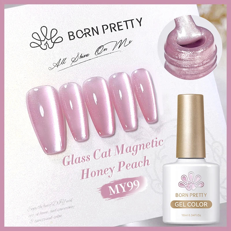 BORN PRETTY Pink Red Cat Magnetic Gel Nail Polish 10ml Jelly Amber Gorgeous Color Soak Off UV LED Semi Permanent Gel Nail Art