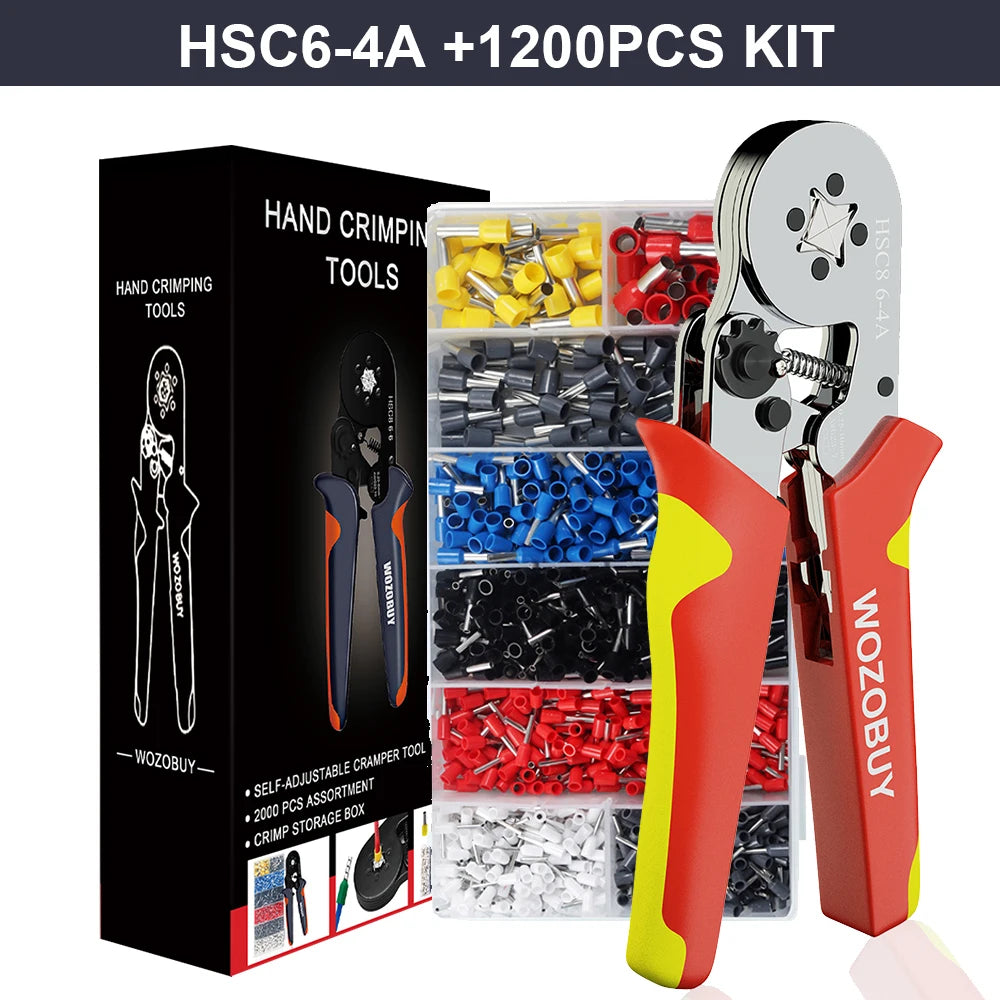 Tubular Terminal Crimper Kit 0.08-16mm² /0.25-10mm² HSC8 6-4/6-6/16-6 Electrical Crimping Pliers Clamp Sets Wire Tips Hand Tools