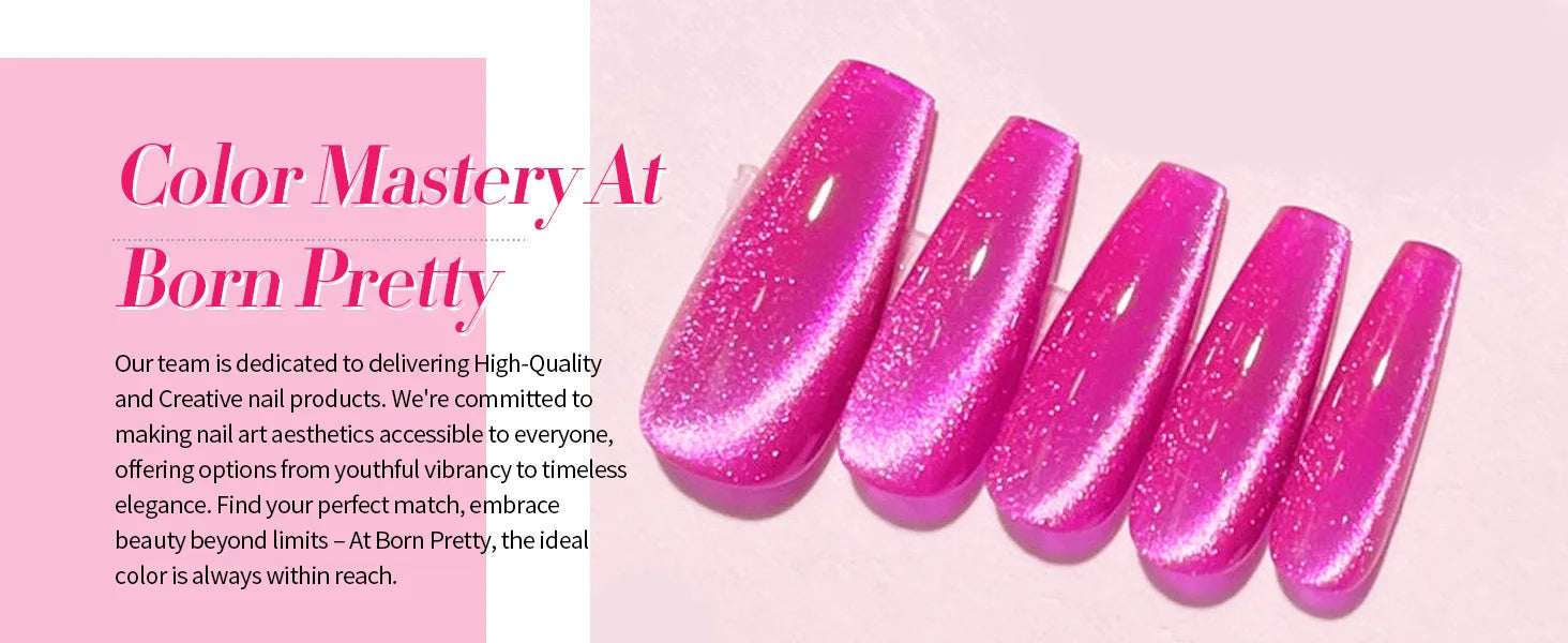 BORN PRETTY Pink Red Cat Magnetic Gel Nail Polish 10ml Jelly Amber Gorgeous Color Soak Off UV LED Semi Permanent Gel Nail Art