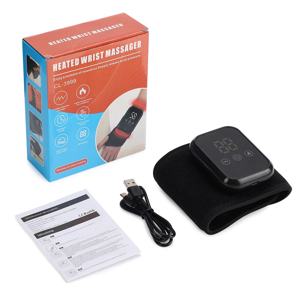 Electric Heating Wrist Massager Wrist Brace Protector Wrap Vibration Massage Relieves Tenosynovitis Carpal Tunnel Fatigue Relief