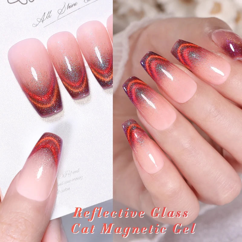 BORN PRETTY Pink Red Cat Magnetic Gel Nail Polish 10ml Jelly Amber Gorgeous Color Soak Off UV LED Semi Permanent Gel Nail Art