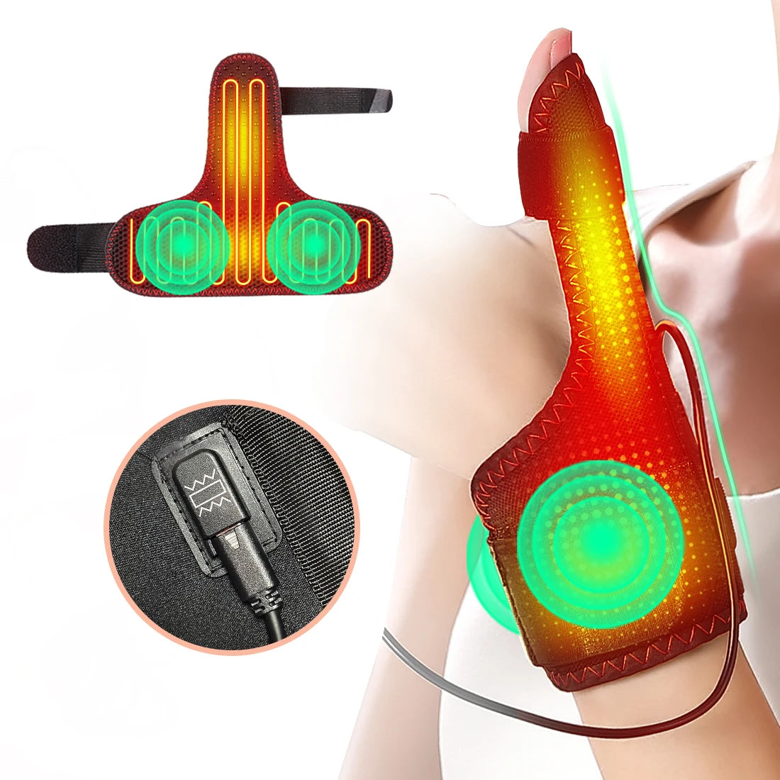 Electric Finger Massager Heat Therapy Carpal Tunnel Syndrome Arthritis Wrist Joint Vibration Kneading Muscle Relaxation Home Use