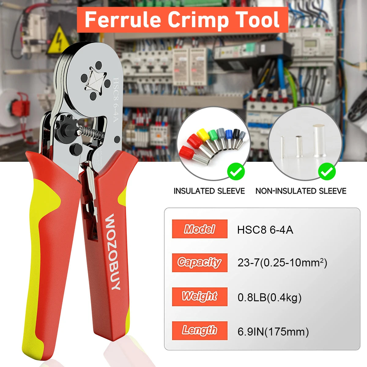 Tubular Terminal Crimper Kit 0.08-16mm² /0.25-10mm² HSC8 6-4/6-6/16-6 Electrical Crimping Pliers Clamp Sets Wire Tips Hand Tools