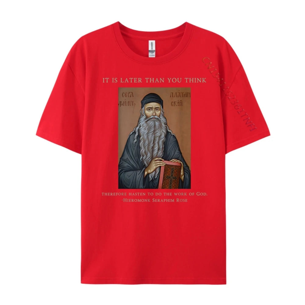 Eastern Orthodox Christian Seraphim Rose Green And White Graphic T Shirt Men's Clothing Deals