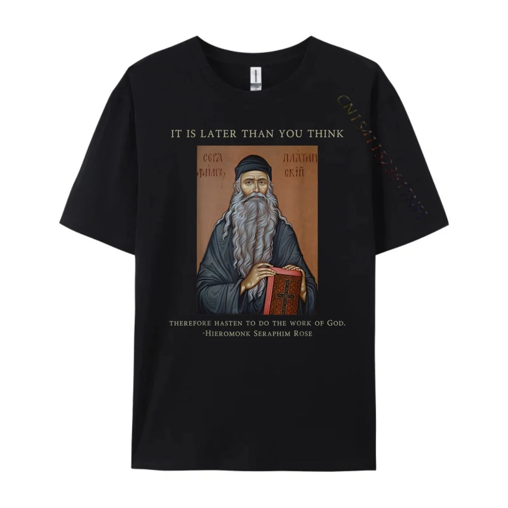 Eastern Orthodox Christian Seraphim Rose Green And White Graphic T Shirt Men's Clothing Deals