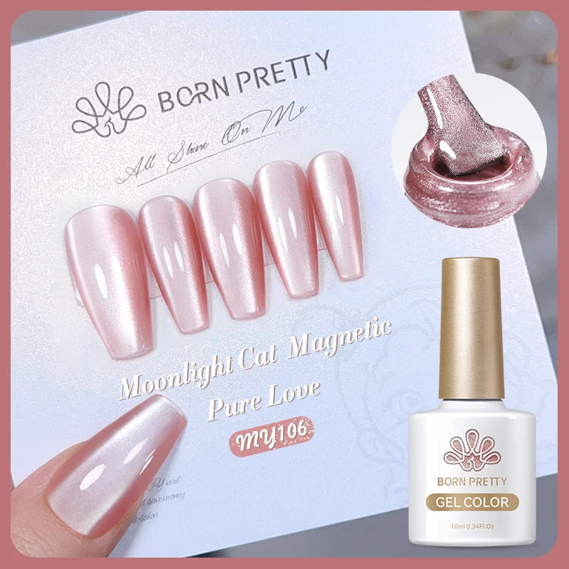 BORN PRETTY Pink Red Cat Magnetic Gel Nail Polish 10ml Jelly Amber Gorgeous Color Soak Off UV LED Semi Permanent Gel Nail Art