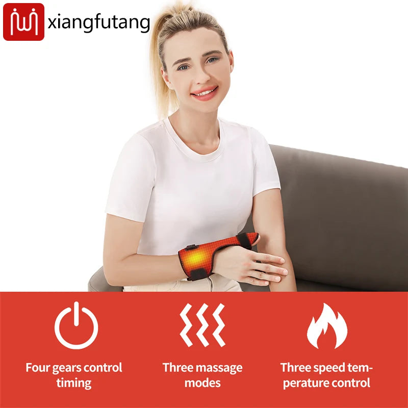 Electric Finger Massager Heat Therapy Carpal Tunnel Syndrome Arthritis Wrist Joint Vibration Kneading Muscle Relaxation Home Use
