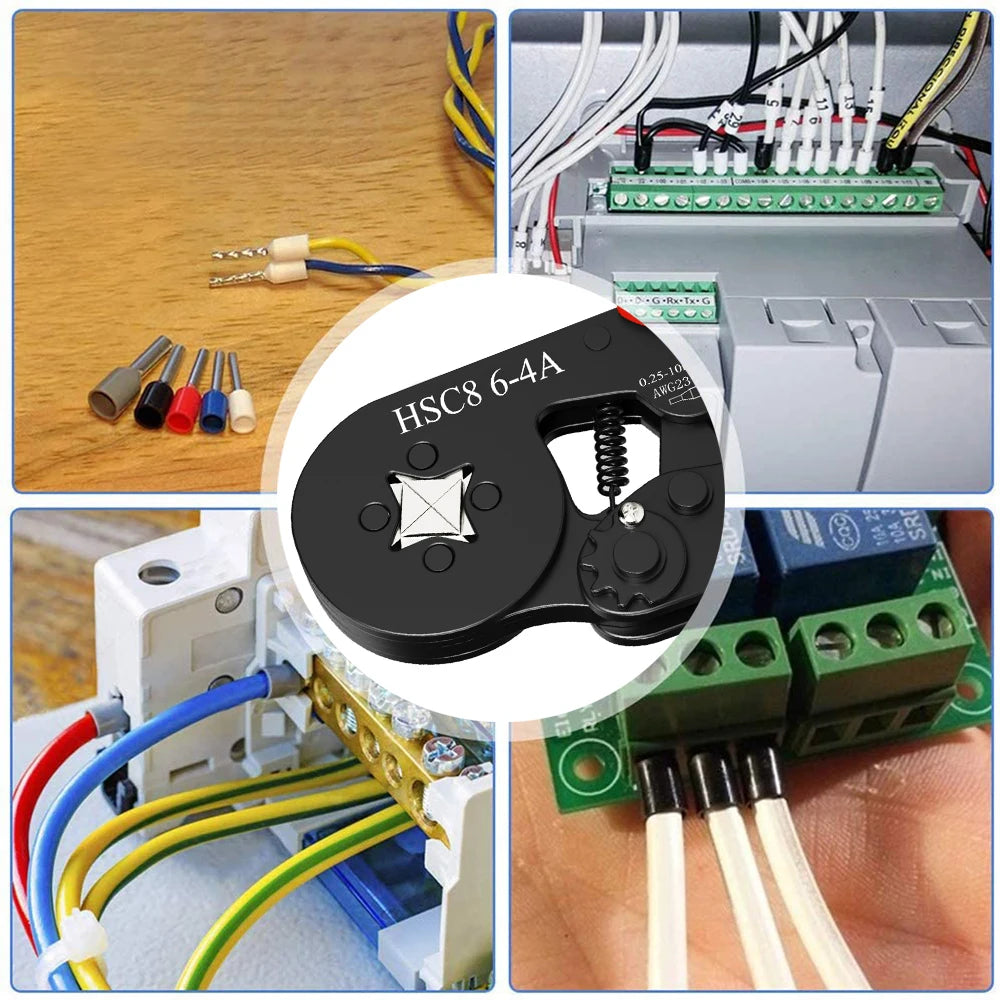 Tubular Terminal Crimper Kit 0.08-16mm² /0.25-10mm² HSC8 6-4/6-6/16-6 Electrical Crimping Pliers Clamp Sets Wire Tips Hand Tools