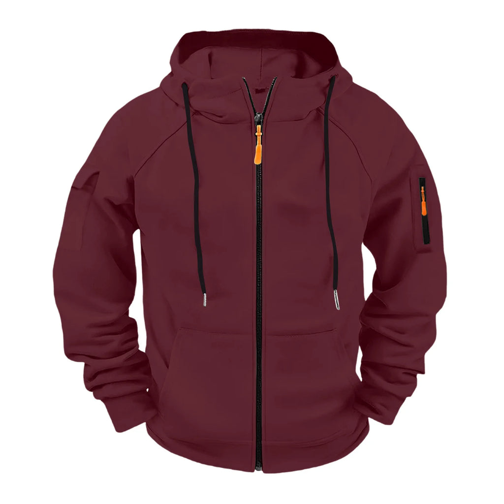 New Solid Color Casual Loose Large Size Men's Clothing Autumn and Winter Hooded Zipper Cardigan Sweater Cotton Blend