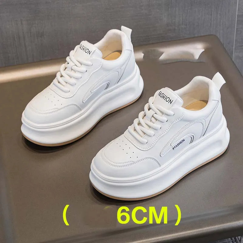 Fujin 8cm New Platform Wedge Sneakers Air Mesh Summer Sandals Shoes Women Shoes Spring Autumn Genuine Leather Vulcanize Footwear