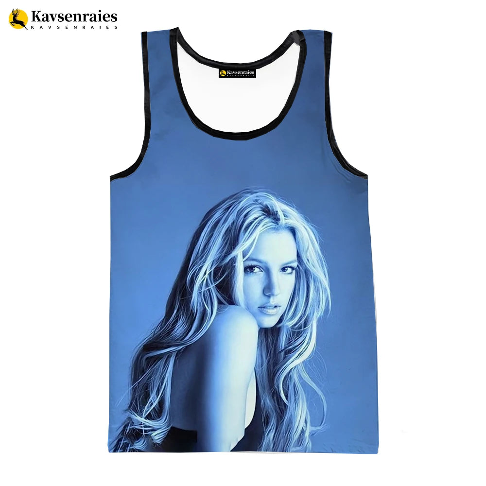 Britney Spears 3D Printed Tank Tops Men Summer Vest Women Fashion Casual CoolSleeveless Shirts Hip Hop Oversized Men's Clothing
