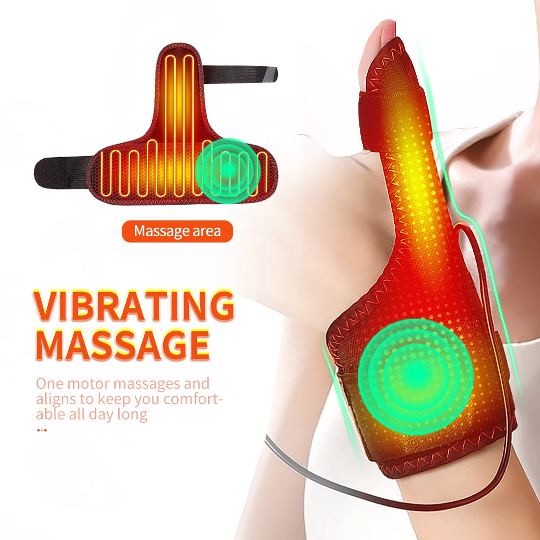 Electric Finger Massager Heat Therapy Carpal Tunnel Syndrome Arthritis Wrist Joint Vibration Kneading Muscle Relaxation Home Use