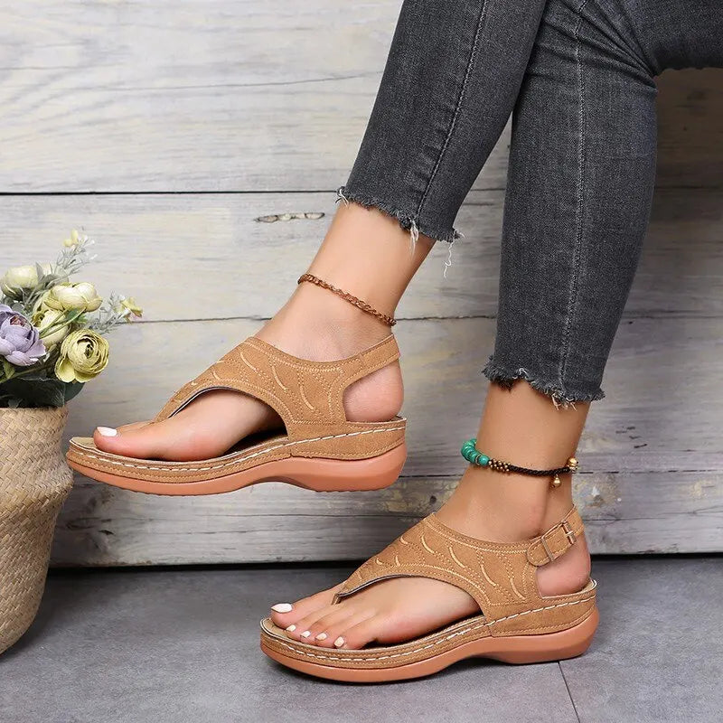 Women Summer Sandals Daily Outdoor Slope Heel Beach Roman Sandals Outdoor Anti-skid Open-toe Sandal for Girls Platform Shoes