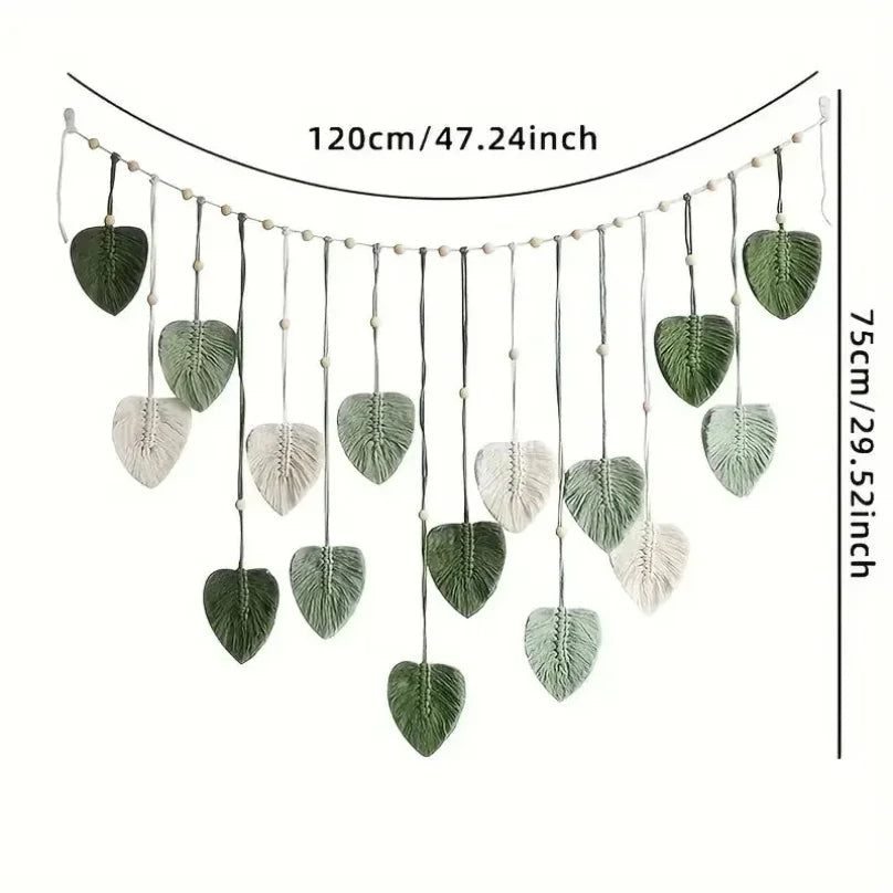 Home Decoration, Macrame Tapestry Macrame Leaf Feather Wall Hanging Decor for Living Room Bedroom, Wall Art Home Decor