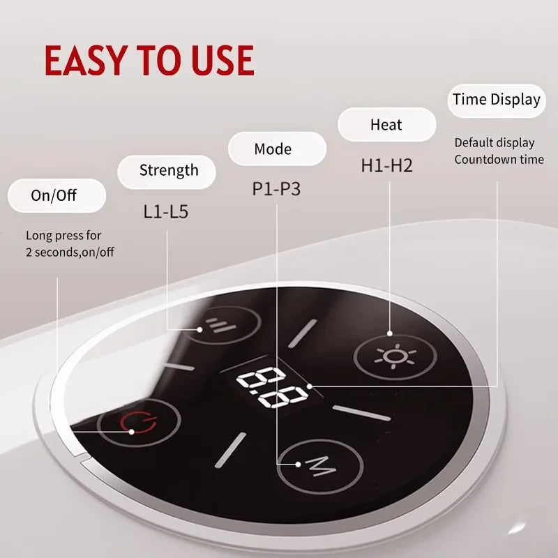 Portable Wireless Rechargeable Electric Hand Massager Hot Compress Air Pressure Compression Airbags Finger Palm Massage Features