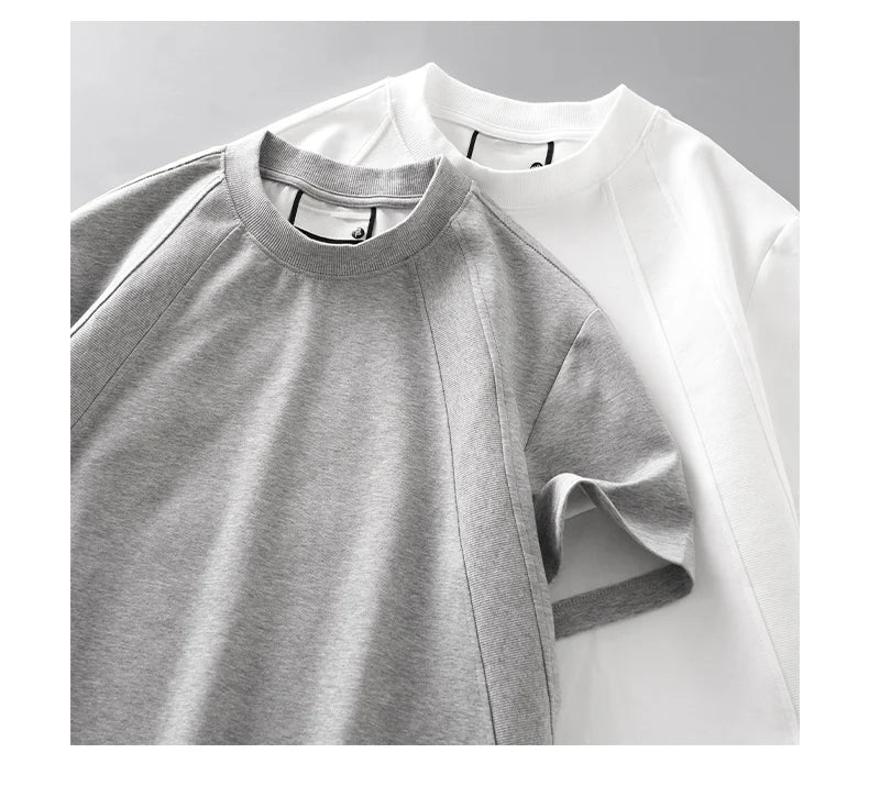DUKEEN 280G Heavyweight Men's T Shirt Summer New Trendy Panelled Top Solid Color Short-Sleeves Tees Men's Clothing