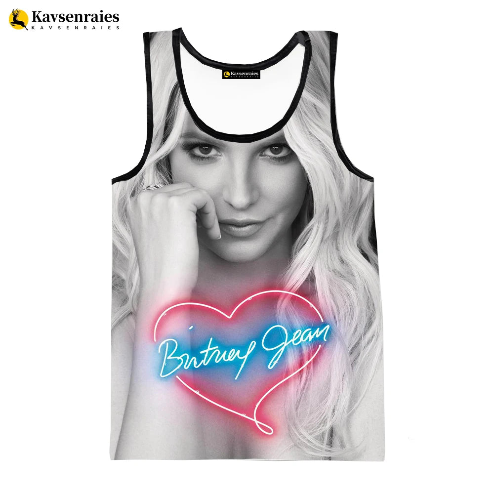 Britney Spears 3D Printed Tank Tops Men Summer Vest Women Fashion Casual CoolSleeveless Shirts Hip Hop Oversized Men's Clothing