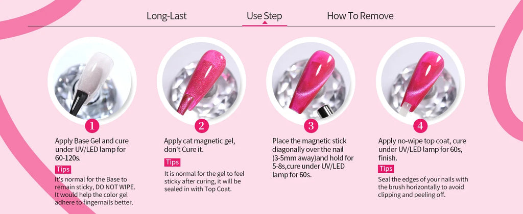 BORN PRETTY Pink Red Cat Magnetic Gel Nail Polish 10ml Jelly Amber Gorgeous Color Soak Off UV LED Semi Permanent Gel Nail Art