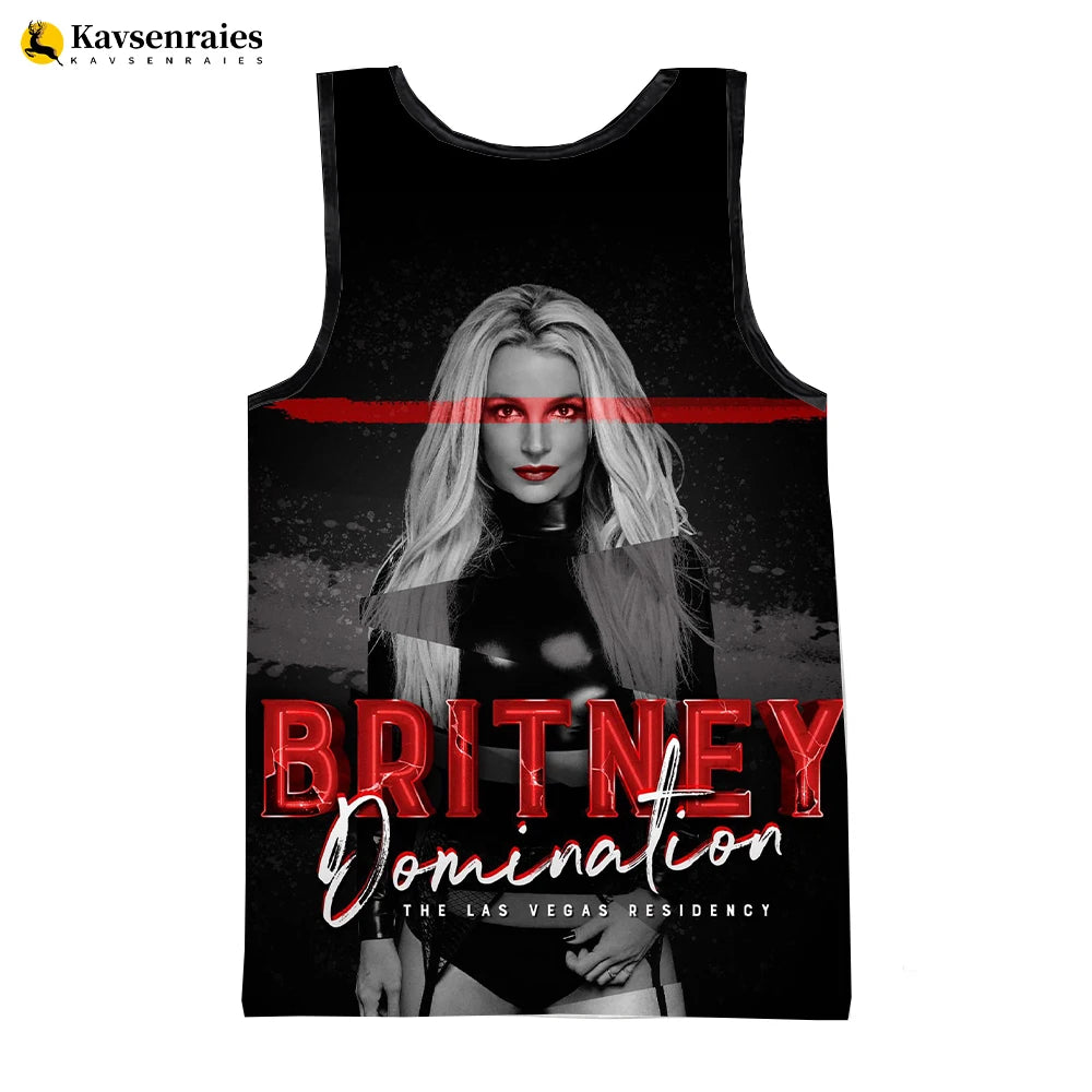 Britney Spears 3D Printed Tank Tops Men Summer Vest Women Fashion Casual CoolSleeveless Shirts Hip Hop Oversized Men's Clothing