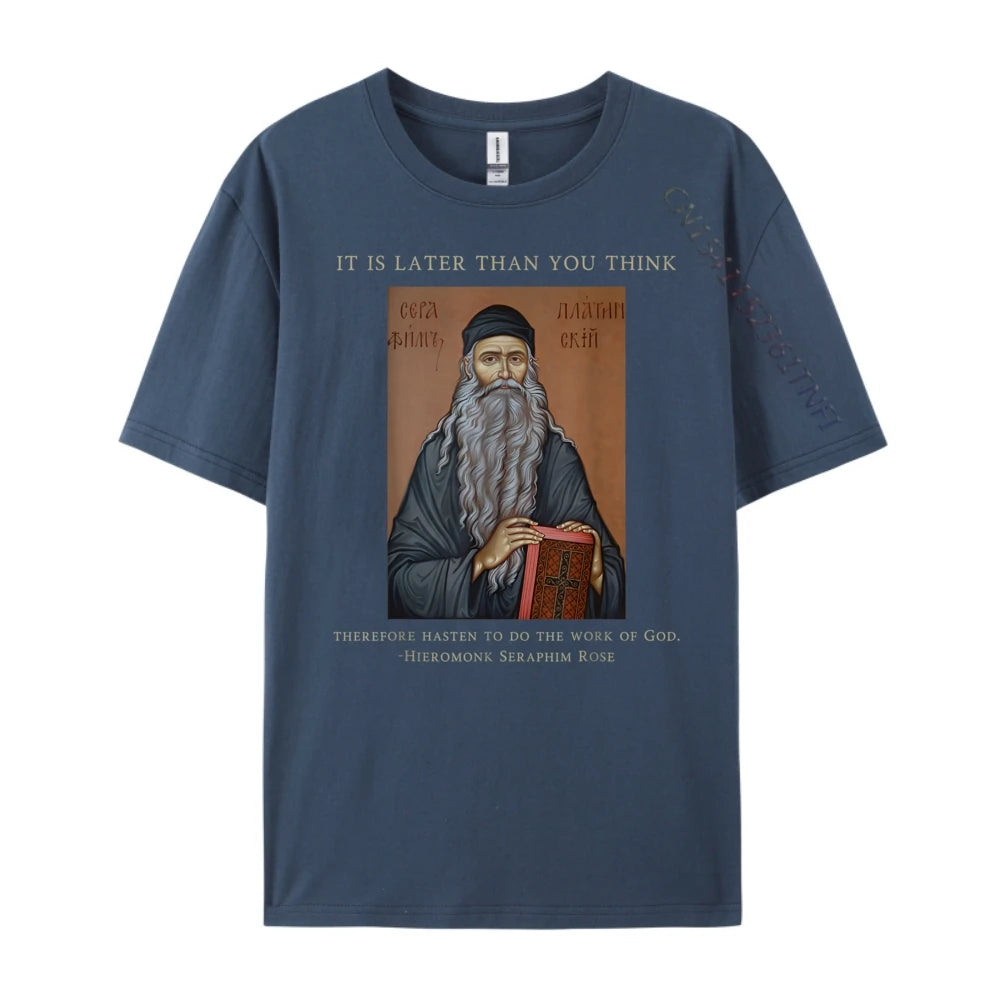 Eastern Orthodox Christian Seraphim Rose Green And White Graphic T Shirt Men's Clothing Deals