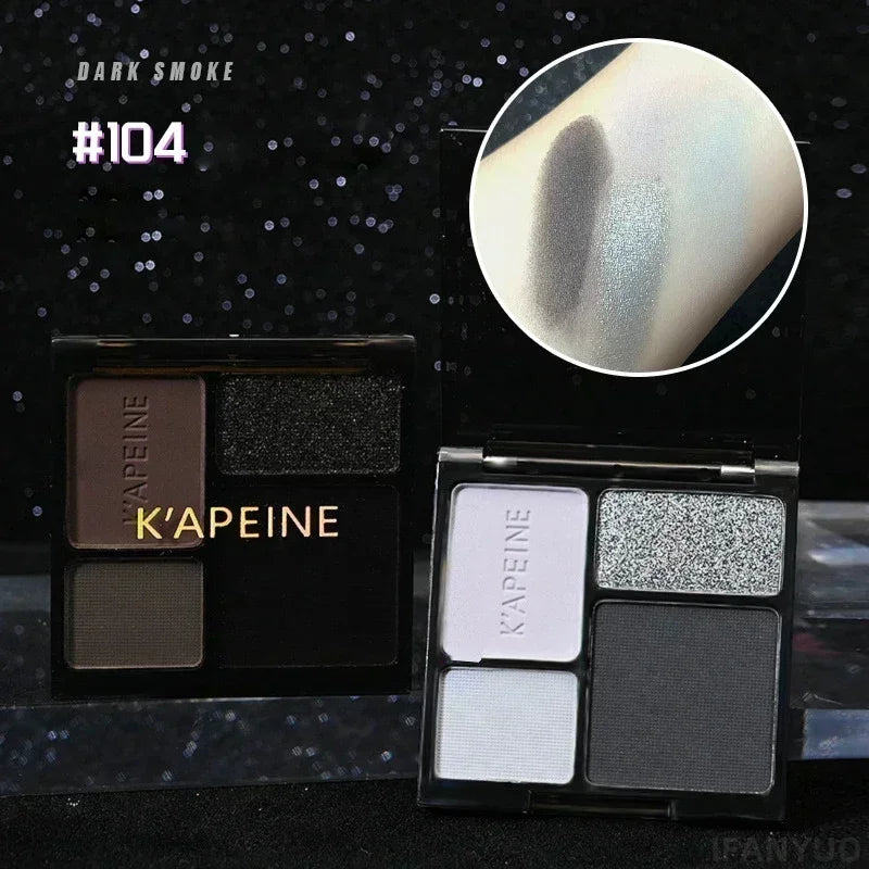 4-Color Glitter Blue Eyeshadow Palette Matte Pearl Shimmer Korean Acrylic Smoky Eye Shadow Palette Long Lasting Makeup Cosmetics