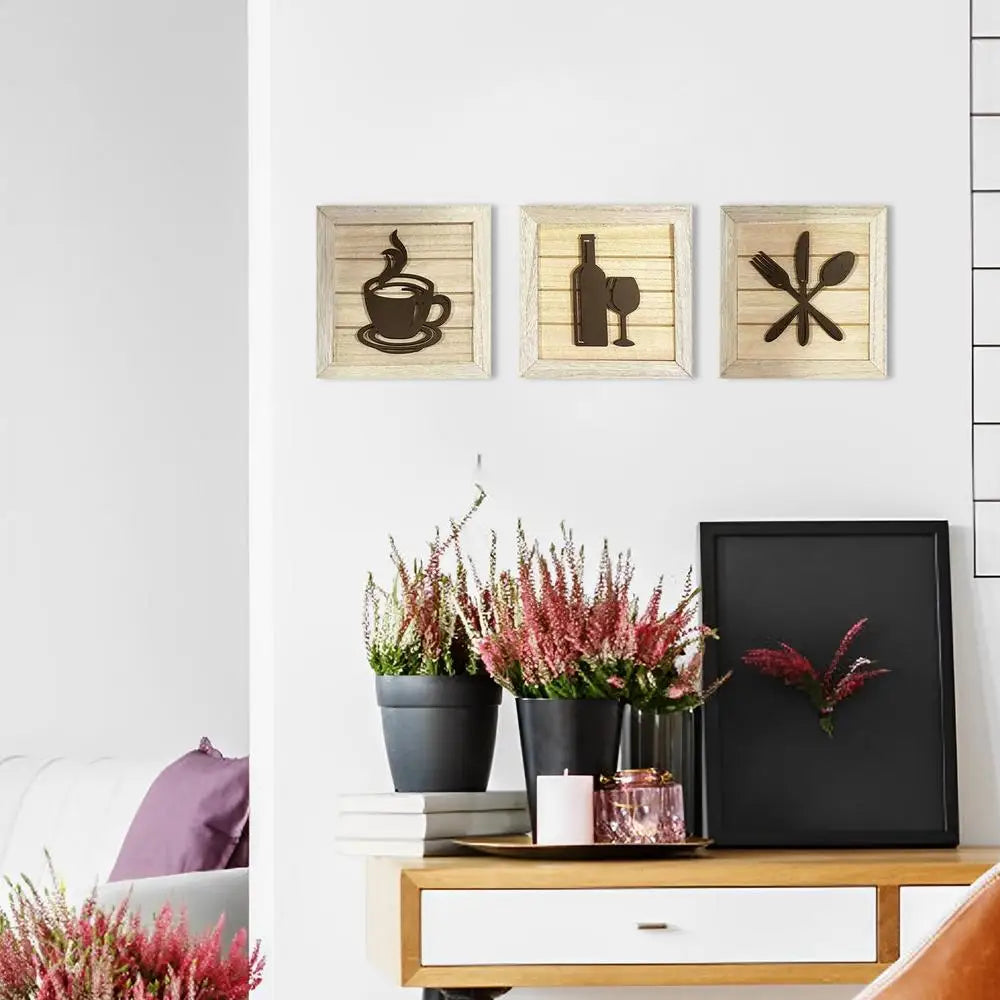 Wall Art Decor Framed Framed Artwork 3 Pieces Modern Room Decor Beautiful Wall Sculptures Home Furnishing Decoration For Porch