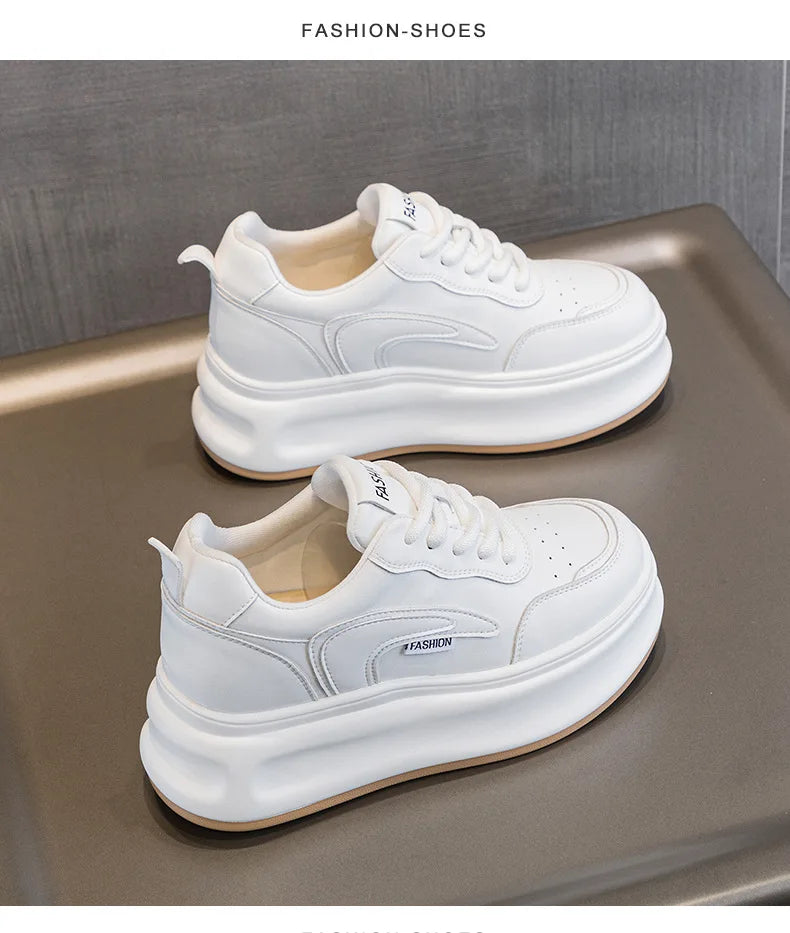 Fujin 8cm New Platform Wedge Sneakers Air Mesh Summer Sandals Shoes Women Shoes Spring Autumn Genuine Leather Vulcanize Footwear