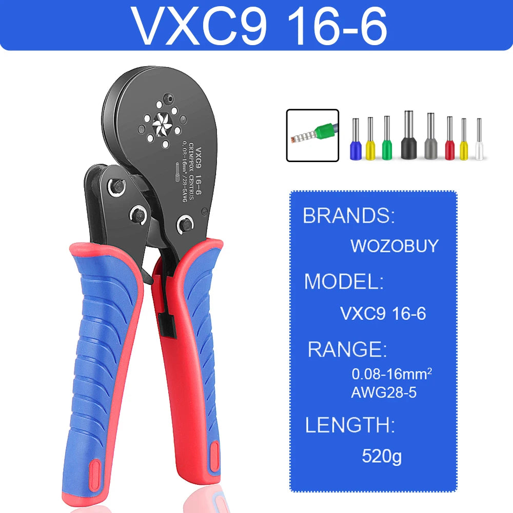 Tubular Terminal Crimper Kit 0.08-16mm² /0.25-10mm² HSC8 6-4/6-6/16-6 Electrical Crimping Pliers Clamp Sets Wire Tips Hand Tools