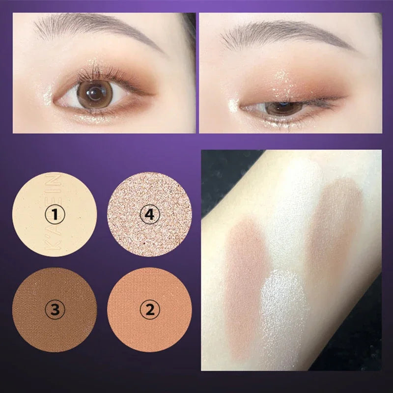 4-Color Glitter Blue Eyeshadow Palette Matte Pearl Shimmer Korean Acrylic Smoky Eye Shadow Palette Long Lasting Makeup Cosmetics