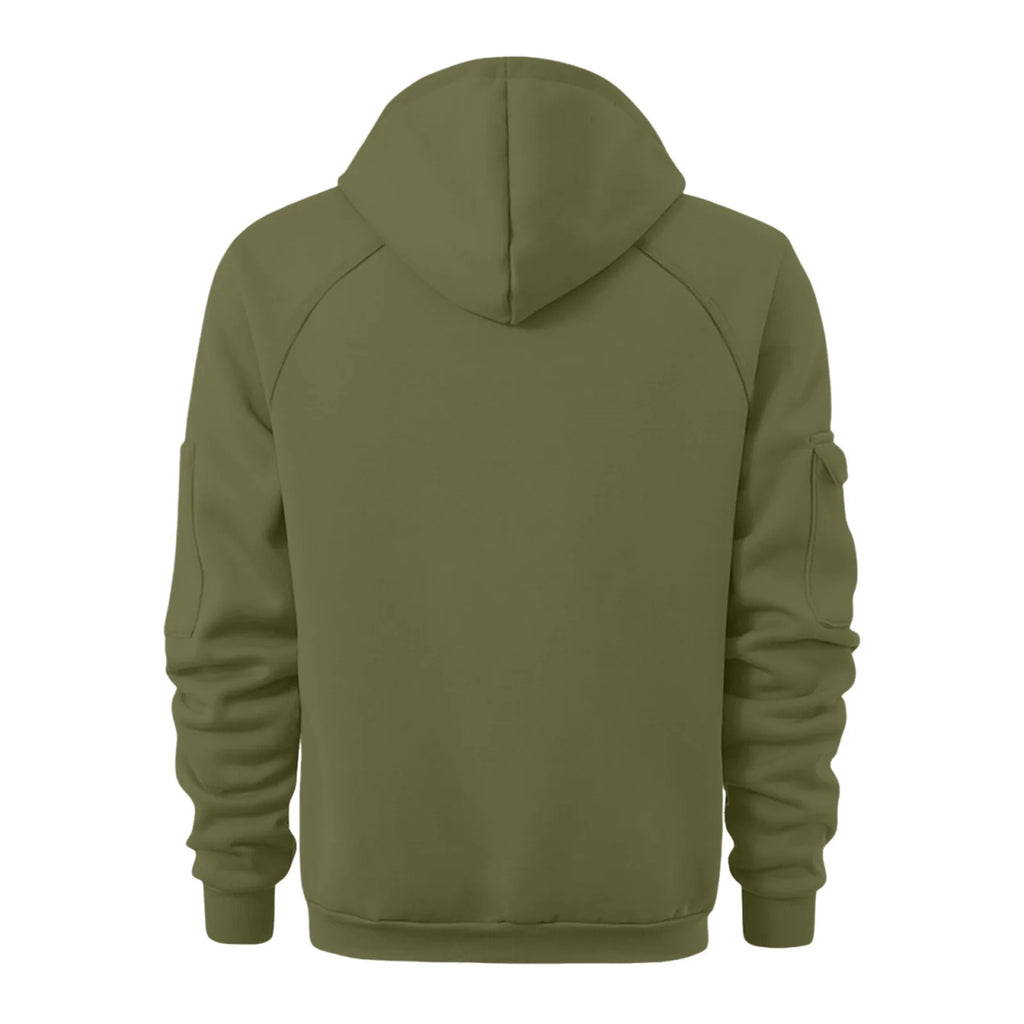 New Solid Color Casual Loose Large Size Men's Clothing Autumn and Winter Hooded Zipper Cardigan Sweater Cotton Blend