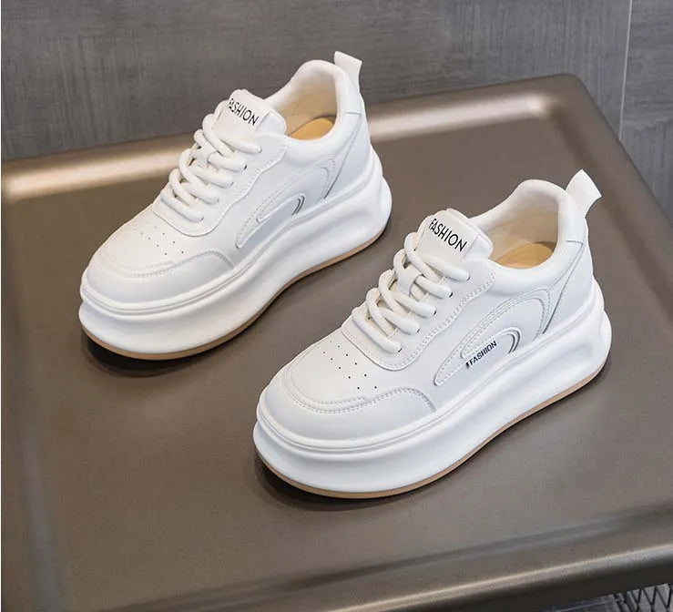 Fujin 8cm New Platform Wedge Sneakers Air Mesh Summer Sandals Shoes Women Shoes Spring Autumn Genuine Leather Vulcanize Footwear