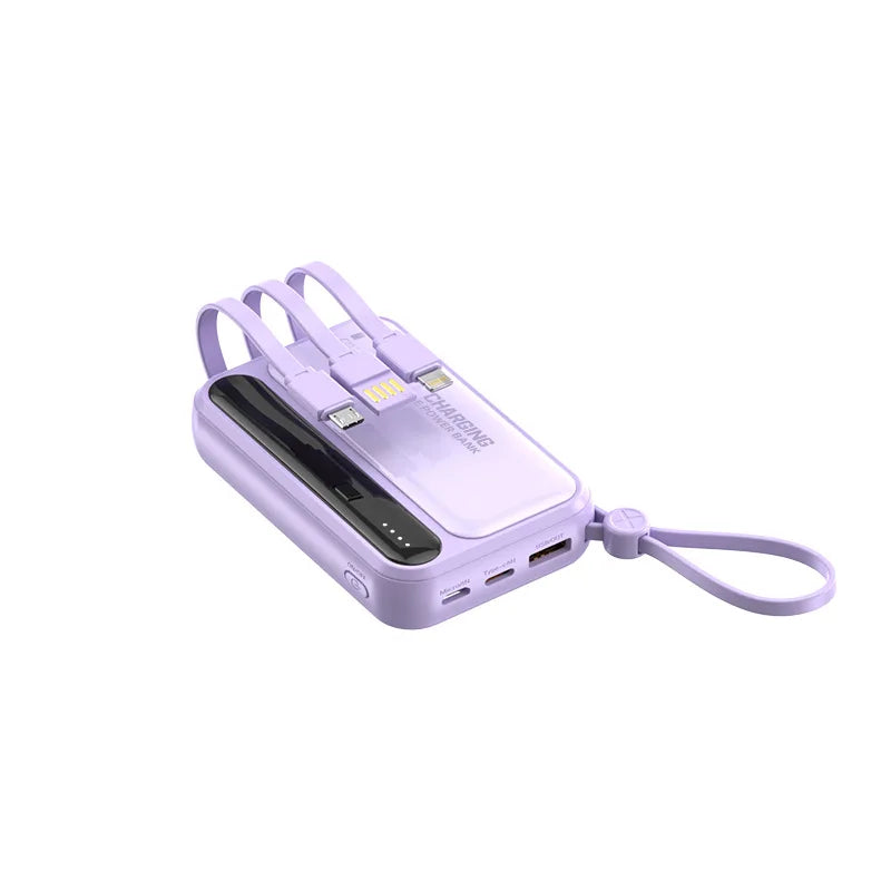 Power Bank 10000mAh 20000mah Large Capacity Built in Cables Intelligent Digital Display Light Portable Battery for Iphone Huawei