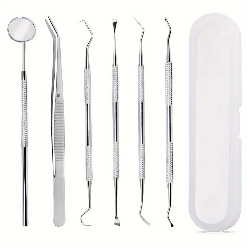 6-Piece Tooth Tools Set,Stainless Steel Oral Hygiene Kit With Mouth Mirror, Scaler&Pick Tools,Non-Slip Handle Teeth Cleaning Kit