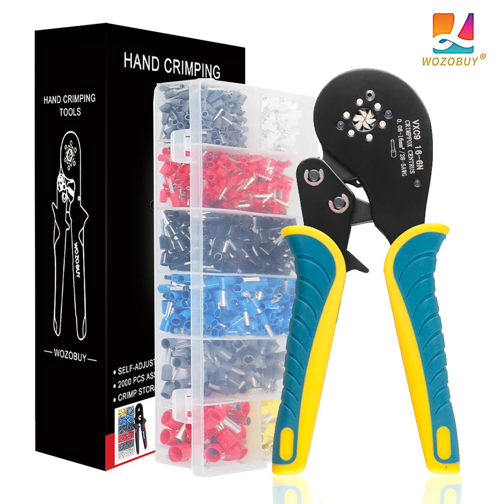 Tubular Terminal Crimper Kit 0.08-16mm² /0.25-10mm² HSC8 6-4/6-6/16-6 Electrical Crimping Pliers Clamp Sets Wire Tips Hand Tools