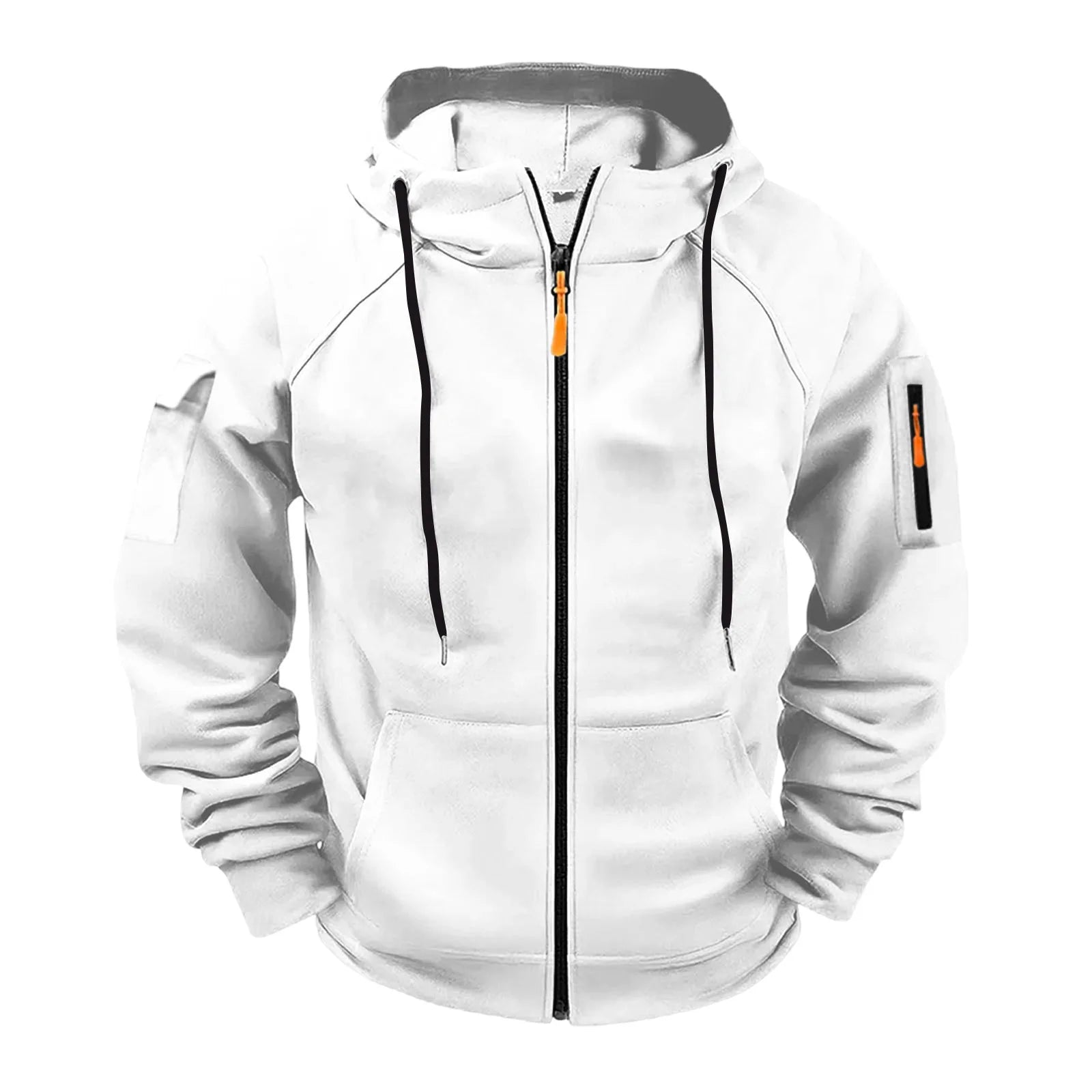 New Solid Color Casual Loose Large Size Men's Clothing Autumn and Winter Hooded Zipper Cardigan Sweater Cotton Blend