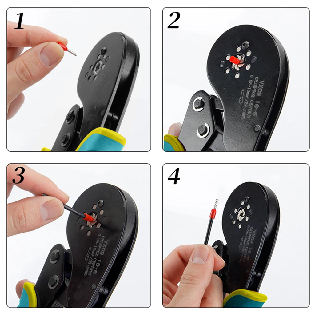 Tubular Terminal Crimper Kit 0.08-16mm² /0.25-10mm² HSC8 6-4/6-6/16-6 Electrical Crimping Pliers Clamp Sets Wire Tips Hand Tools