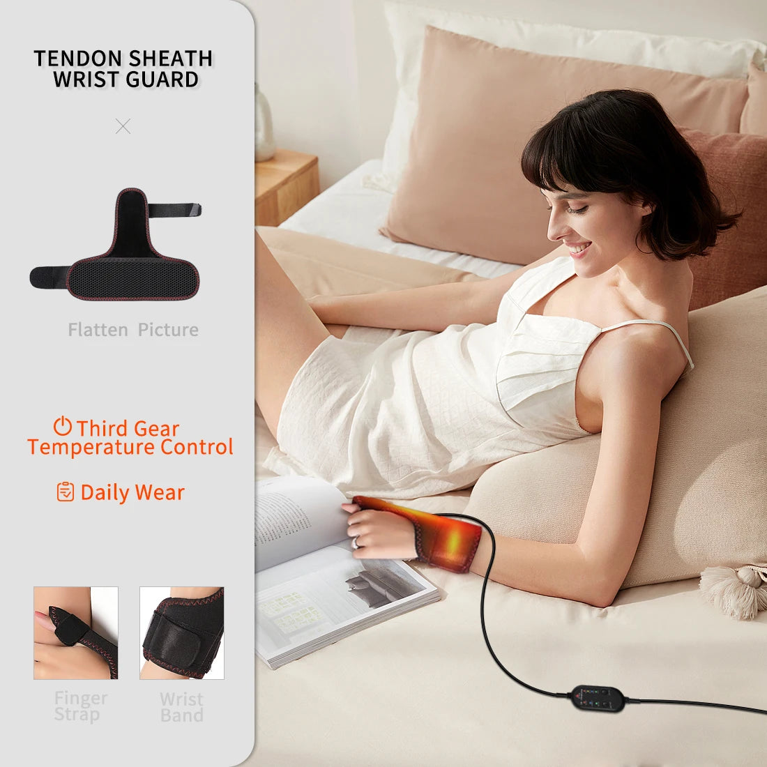 New Electric Finger Massager 3 Gears Heat Vibration Kneading Arthritis Carpal Tunnel Relief USB-Powered Portable Rapid fever