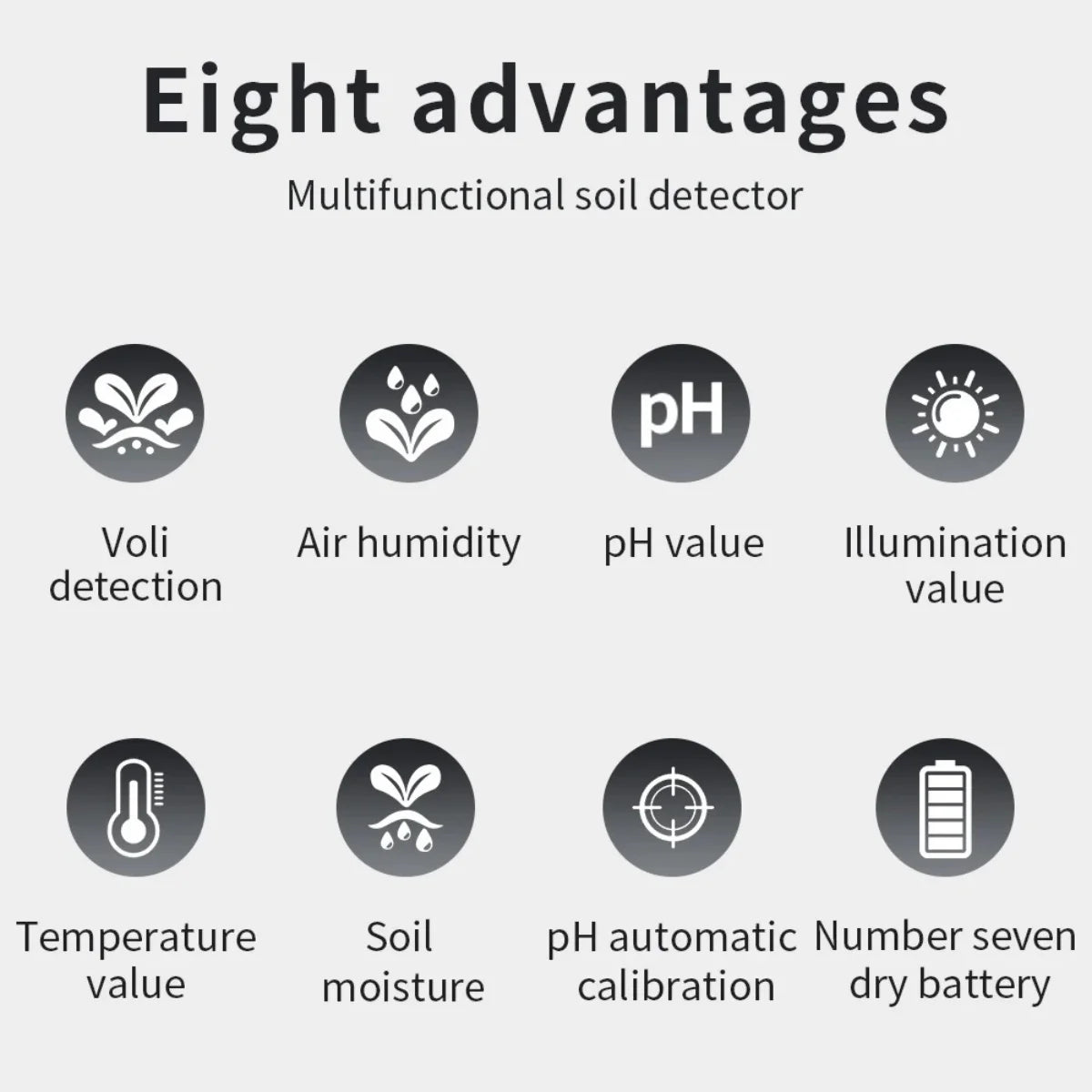 6 in 1 Soil Detector Soil Tester PH Temperature Humidity Sunlight Air Moisture Nutrient Fertility Meter Gardening Tool