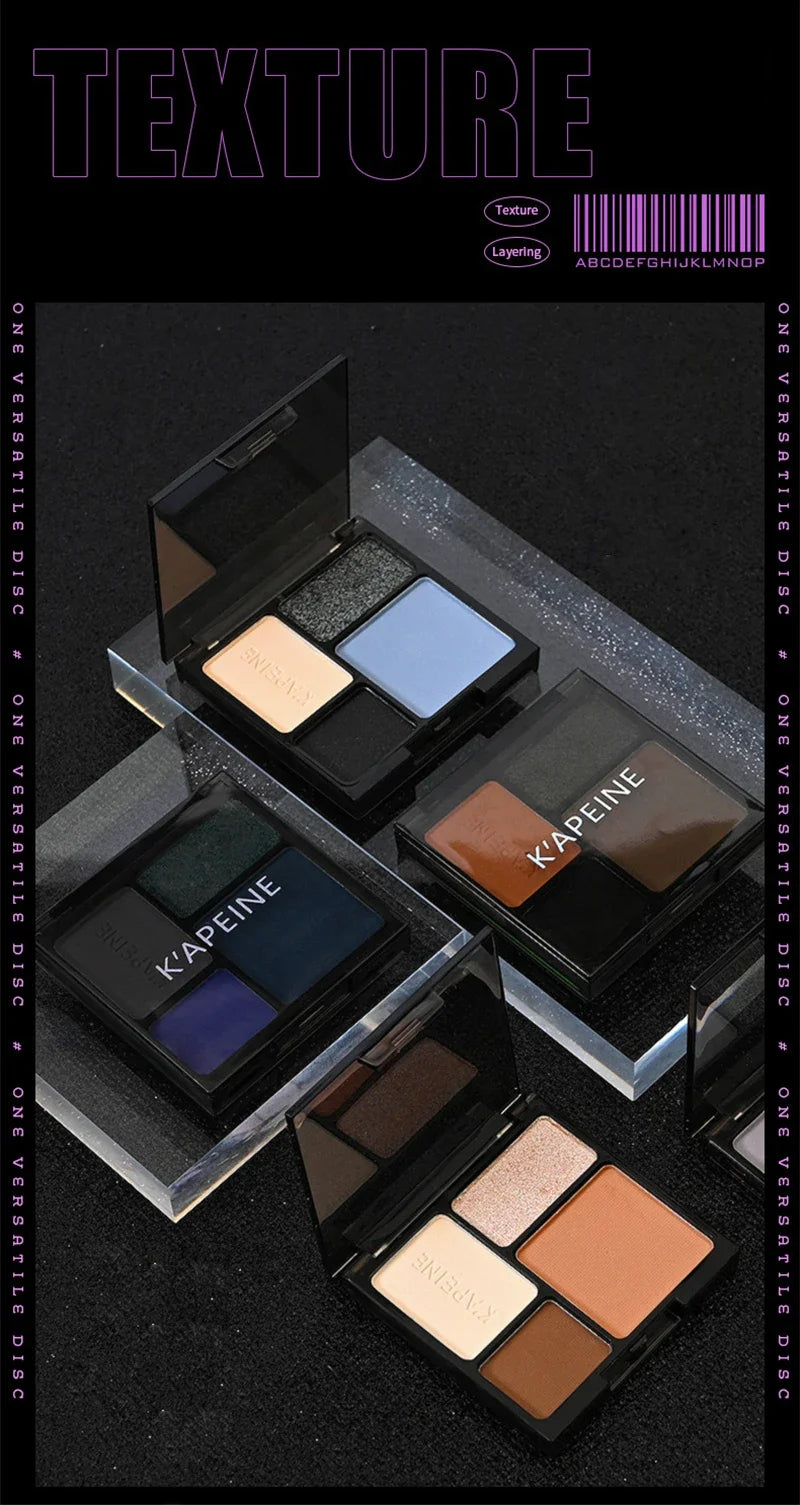 4-Color Glitter Blue Eyeshadow Palette Matte Pearl Shimmer Korean Acrylic Smoky Eye Shadow Palette Long Lasting Makeup Cosmetics
