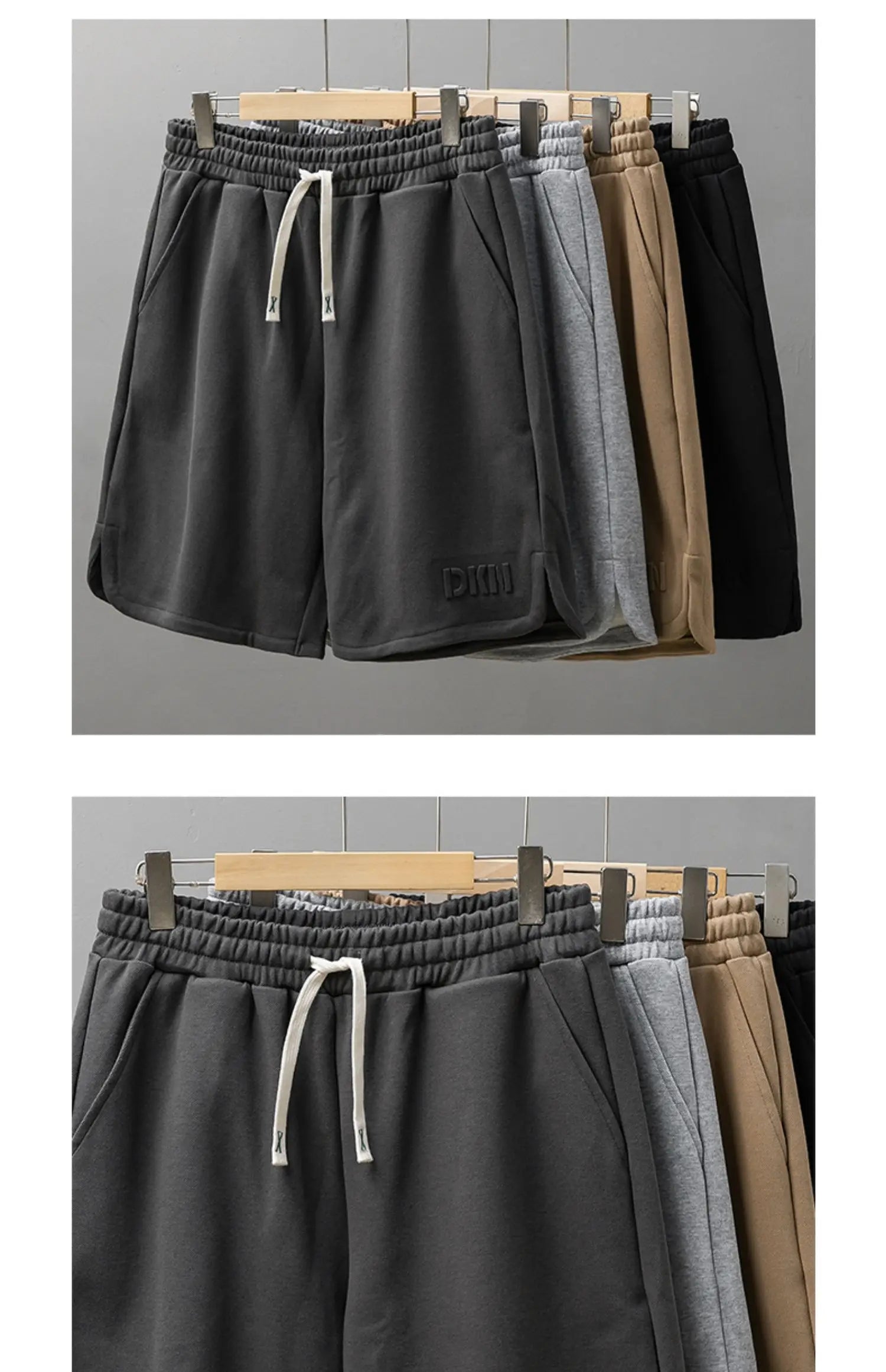 DUKEEN Heavyweight Pique Fabric Shorts for Men 2024 Summer Casual Basketball Five-Point Pants Grey Sports Jorts Men's Clothing
