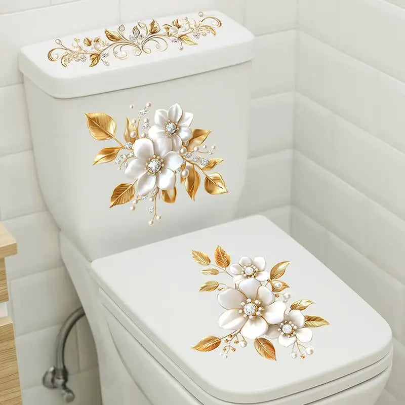 Creative Golden Floral Aesthetic Home Decoration Wallpaper Living Room Modern Art Mural Bedroom Toilet Decal Bathroom Wall Decor