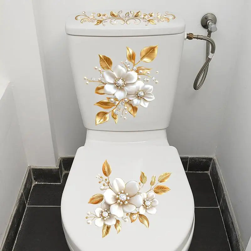 Creative Golden Floral Aesthetic Home Decoration Wallpaper Living Room Modern Art Mural Bedroom Toilet Decal Bathroom Wall Decor