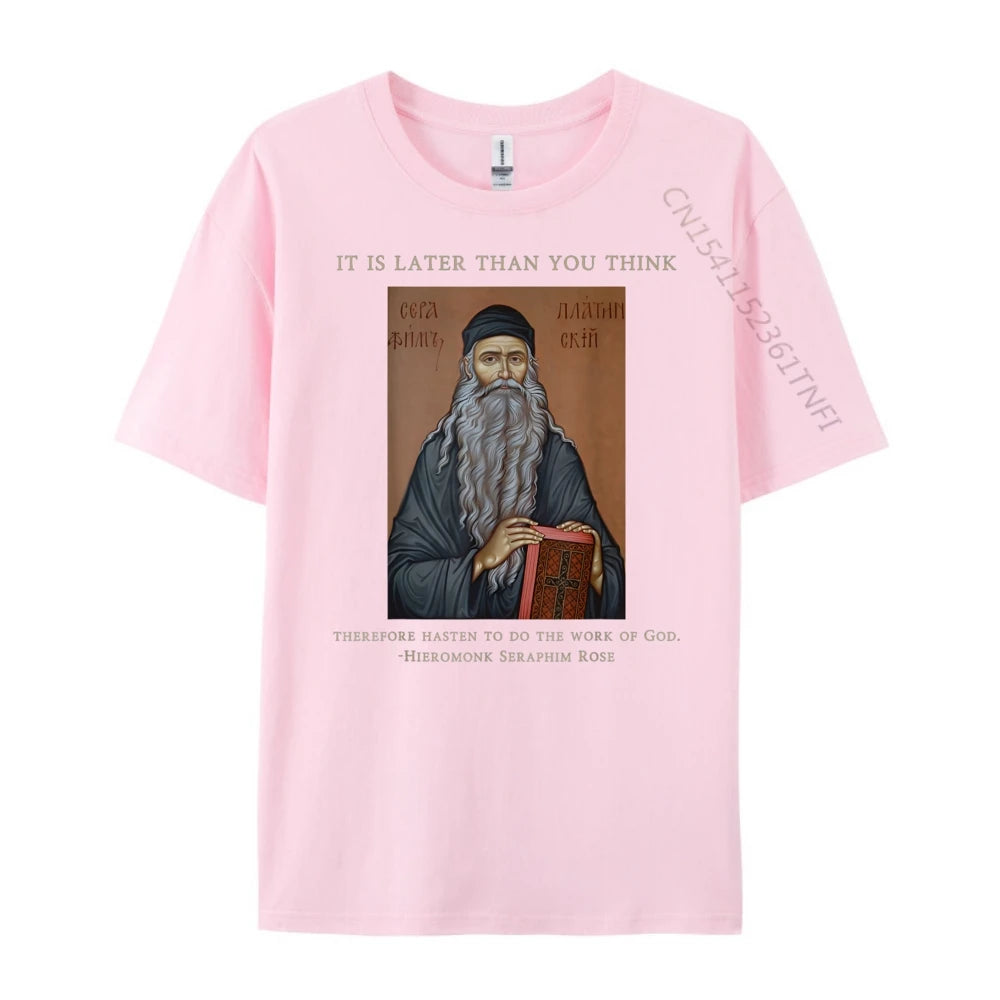 Eastern Orthodox Christian Seraphim Rose Green And White Graphic T Shirt Men's Clothing Deals