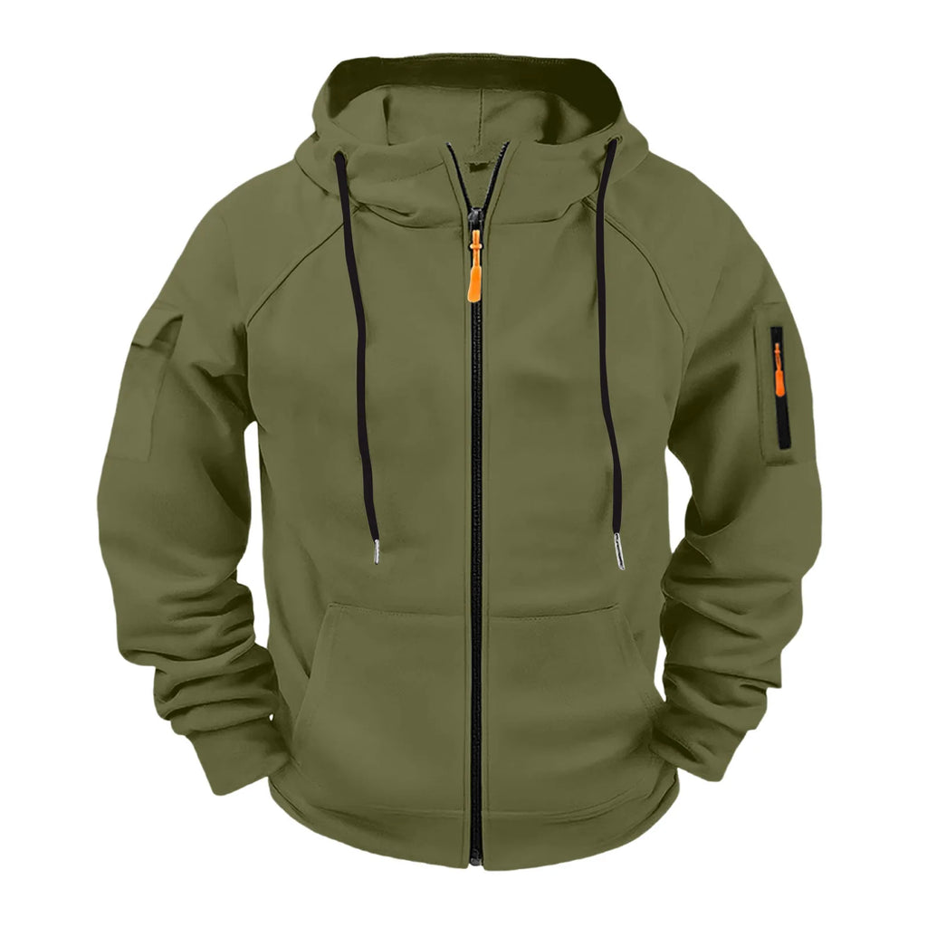 New Solid Color Casual Loose Large Size Men's Clothing Autumn and Winter Hooded Zipper Cardigan Sweater Cotton Blend